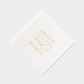 エレガントな結婚式のカップルの名前 箔ナプキン (右)