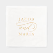 エレガントな結婚式のカップルの名前 箔ナプキン (正面)