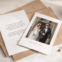 エレガントな結婚式のカップルサングラス 写真入りサンクスカード