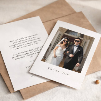 エレガントな結婚式のカップルサングラス 写真入りサンクスカード サンキューカード