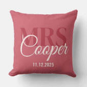 エレガントな結婚式のカップル名 赤とアイボリーカラー クッション (正面)