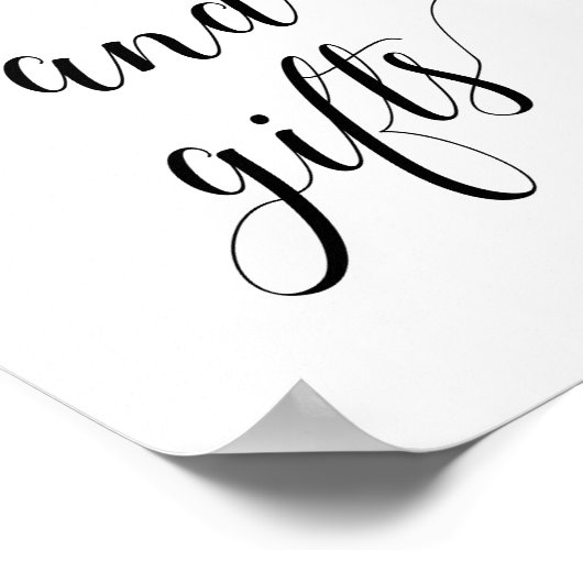 エレガントな結婚式のカードとギフトのサイン ポスター (角)