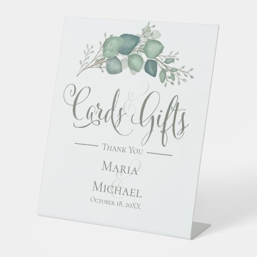 エレガントな結婚式のカードとギフト離れの 台座サイン (正面)