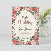 エレガントな結婚式のカード：スタイルと共に愛を祝う 招待状 (スタンド正面)