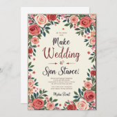 エレガントな結婚式のカード：スタイルと共に愛を祝う 招待状 (正面/裏面)