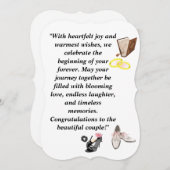 エレガントな結婚式のカード – ピンクの付いたおしゃれな黒のヒール 招待状 (正面/裏面)