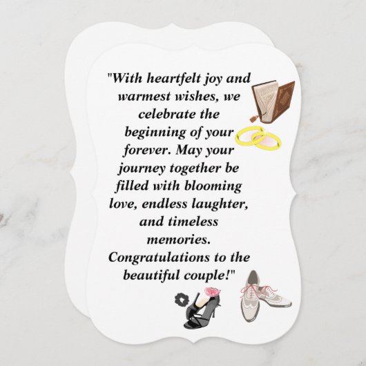 エレガントな結婚式のカード – ピンクの付いたおしゃれな黒のヒール 招待状 (正面/裏面)