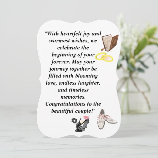 エレガントな結婚式のカード – ピンクの付いたおしゃれな黒のヒール 招待状 (スタンド正面)