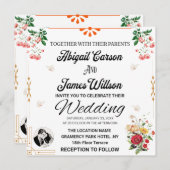 エレガントな結婚式のカード 招待状 (正面/裏面)