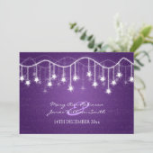 エレガントな結婚式のキラキラ星紫 招待状 (スタンド正面)