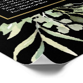 エレガントな結婚式のグリーン ブラックゴールドの席次表 ポスター (角)