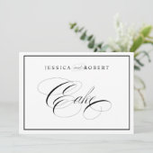 エレガントな結婚式のケーキサイン 黒い枠 (スタンド正面)