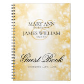 エレガントな結婚式のゲストブックの金ゴールドのきらめくライト ノートブック (正面)
