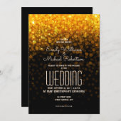 エレガントな結婚式のゴールドライトボケ背景 招待状 (正面/裏面)
