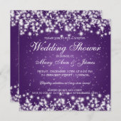 エレガントな結婚式のシャワー冬の輝き紫 招待状 (正面/裏面)
