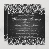 エレガントな結婚式のシャワー冬の輝き黒 招待状 (正面/裏面)
