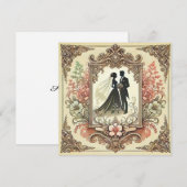エレガントな結婚式のシルエットフレーム 招待状 (正面/裏面)