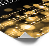 エレガントな結婚式のシーティングチャートパーティーきらめく金ゴールド ポスター (角)