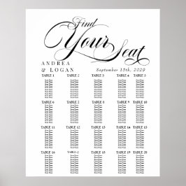 エレガントな結婚式のシーティングチャート ポスター