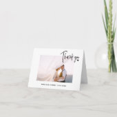 エレガントな結婚式のスクリプトフォトハートシンプルモダン サンキューカード (正面)