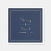 エレガントな結婚式のスクリプト ミニマリスト ゴールド ブラック シック スタンダードカクテルナプキン (正面)