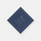 エレガントな結婚式のスクリプト ミニマリスト ゴールド ブラック シック スタンダードカクテルナプキン (角)