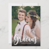 エレガントな結婚式のスペイン語のお礼の写真 "Gracias" カード (正面)