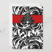 エレガントな結婚式のダイヤモンドの紋章の赤の白黒 招待状 (正面)