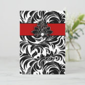 エレガントな結婚式のダイヤモンドの紋章の赤の白黒 招待状 (スタンド正面)