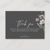 エレガントな結婚式のダークグレーの感謝してい水色 プレイスカード (裏面)