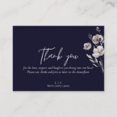 エレガントな結婚式のダークネイビー感謝していウォーターカラー プレイスカード (裏面)