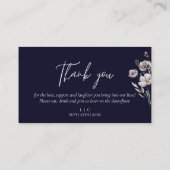 エレガントな結婚式のダークネイビー感謝していウォーターカラー プレイスカード (裏面)