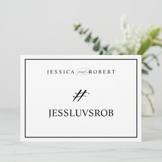 エレガントな結婚式のハッシュタグ看板 # 黒枠 (スタンド正面)