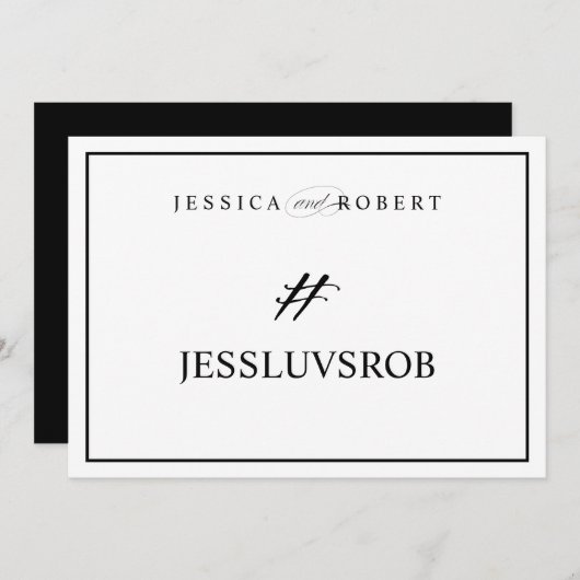 エレガントな結婚式のハッシュタグ看板 # 黒枠 (正面/裏面)