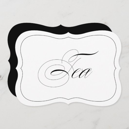 エレガントな結婚式のバーサイン 紅茶 ダイカットボーダー 招待状 (正面/裏面)