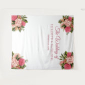 エレガントな結婚式のピンクのダリアの写真撮影用背景 タペストリー (正面(横))