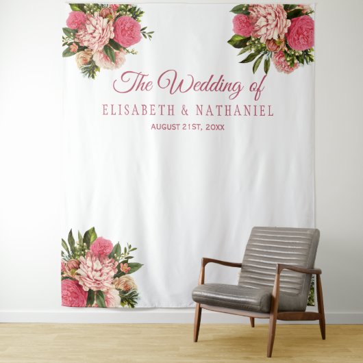 エレガントな結婚式のピンクのダリアの写真撮影用背景 タペストリー (インサイチュ)
