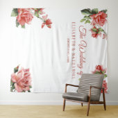 エレガントな結婚式のピンクのバラの写真撮影用背景 タペストリー (インサイチュ(横))