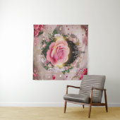 エレガントな結婚式のピンクのバラの壁画 #4 タペストリー (インサイチュ(横))