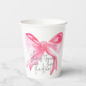エレガントな結婚式のピンクの蝶結び ブライダルシャワー 紙コップ (裏面)