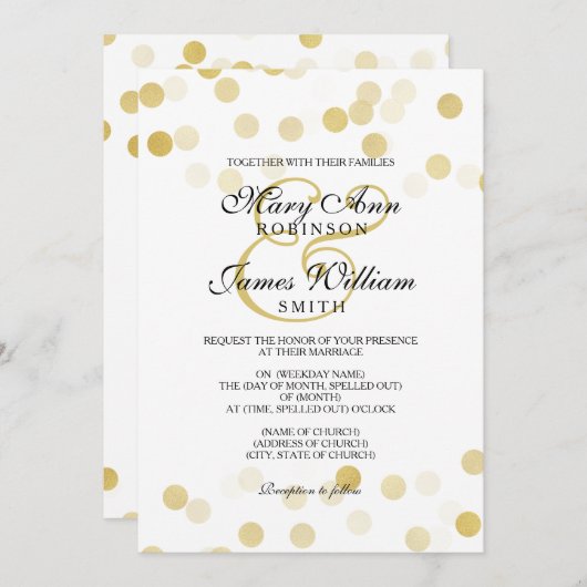エレガントな結婚式のフェイクな金ゴールドホイルのグリッターライト 招待状