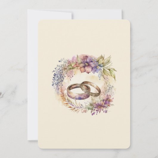 エレガントな結婚式のフローラアクセント 招待状 (裏面)