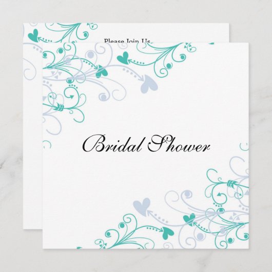 エレガントな結婚式のブライダルシャワー招待状 招待状 (正面/裏面)