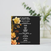 エレガントな結婚式のブラックとゴールドの花モチーフの招待状 招待状 (スタンド正面)