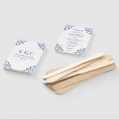 エレガントな結婚式のプログラムファン |ヴィンテージ-王室の青 ハンドファン (組立なし)