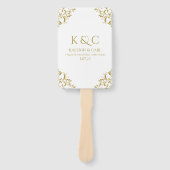 エレガントな結婚式のプログラムファン |ヴィンテージ(金ゴールド) ハンドファン (正面)