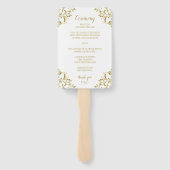 エレガントな結婚式のプログラムファン |ヴィンテージ(金ゴールド) ハンドファン (裏面)