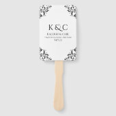 エレガントな結婚式のプログラムファン |ヴィンテージ（黒） ハンドファン (正面)