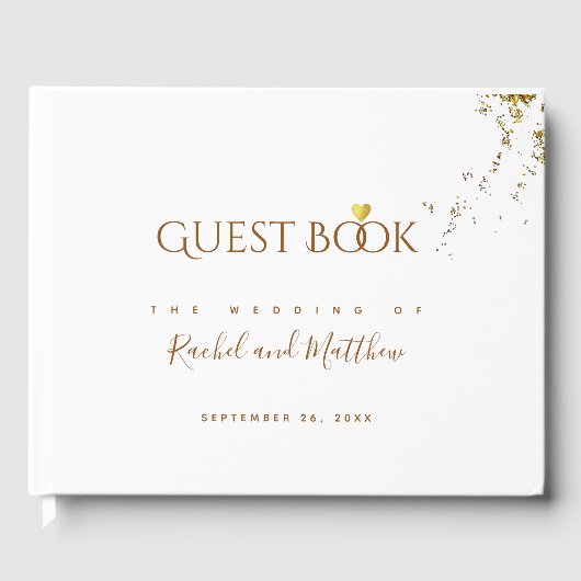 エレガントな結婚式のホワイトサイン ゲストブック (正面)