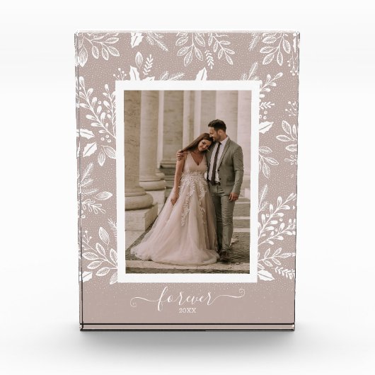 エレガントな結婚式のボタニカル フォトブロック (正面)
